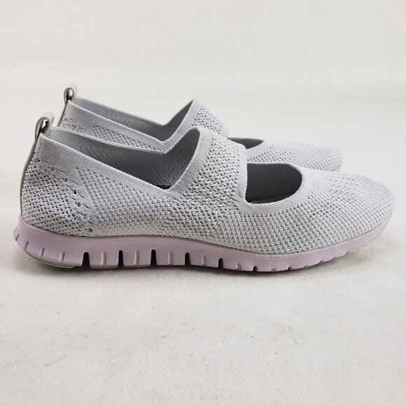 Cole Haan Zerogrand Mary Jane Shoe Womens 8 B Gray Knit Mesh Flex Sneaker Flat - Picture 4 of 12